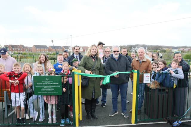 A new park has opened in West Durrington. The ribbon was cut by council leader Sophie Cox.