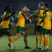 Horsham celebrate a goal in their home win over Kingstonian. Picture by Natalie Mayhew, ButterflyFootie