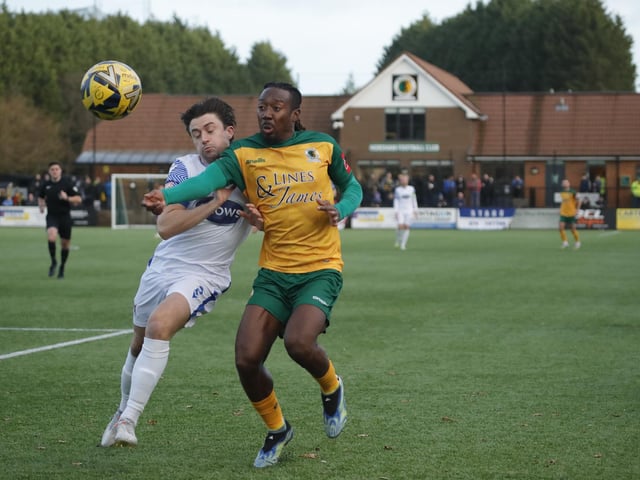 FA Trophy action between Horsham and AFC Totton