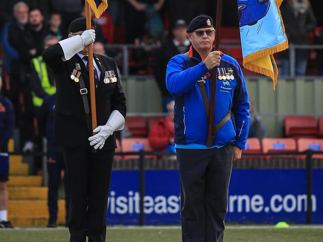 Pre-match service and minute’s silence precedes Eastbourne Borough's narrow 1-0 home win over St Albans City in the National League South