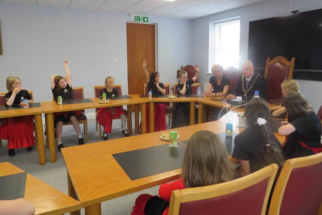 Students from the Alegria Spanish Dance School had a Q&A session with the Mayor of Haywards Heath