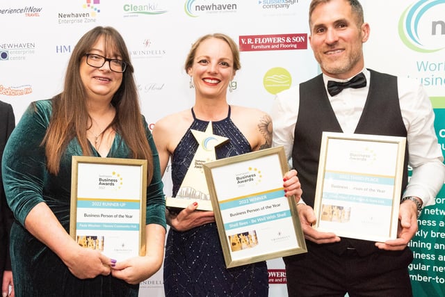 Shell Rees of Be Well with Shell won Business Person of the Year - sponsored by Swindells Chartered Accountants
Paula Woolven of Havens Community Hub came second and  Chris Allen of Chris Allen & Sons came third.