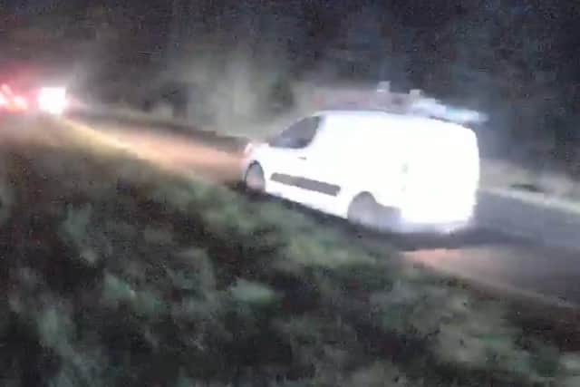 A dangerous driver crossed a central reservation and drove the wrong way on a dual carriageway near Horsham just moments after a head-on collision, Sussex Police has reported. Picture courtesy of Sussex Police