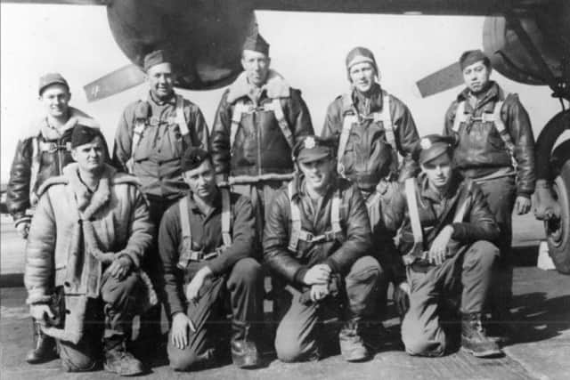The crew of the a B-24H Liberator pictured in May 1944 at Halesworth. Picture courtesy of Kenneth Whitehead.