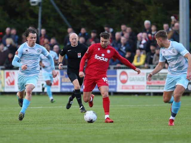 Worthing v Eastbourne Borough in action at Woodside Road on Boxing Day