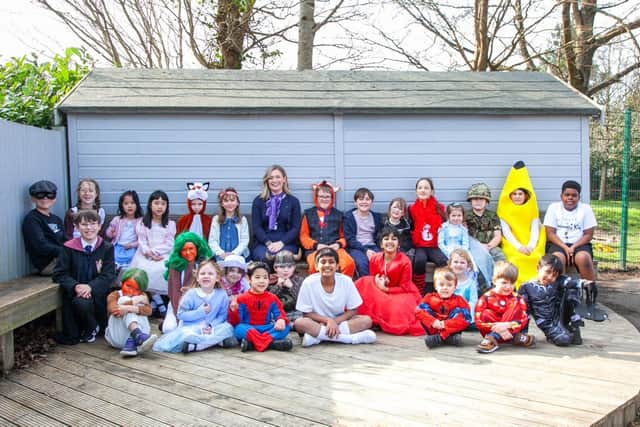 Pupils at St Philip’s Catholic Primary School in Uckfield celebrating World Book Day