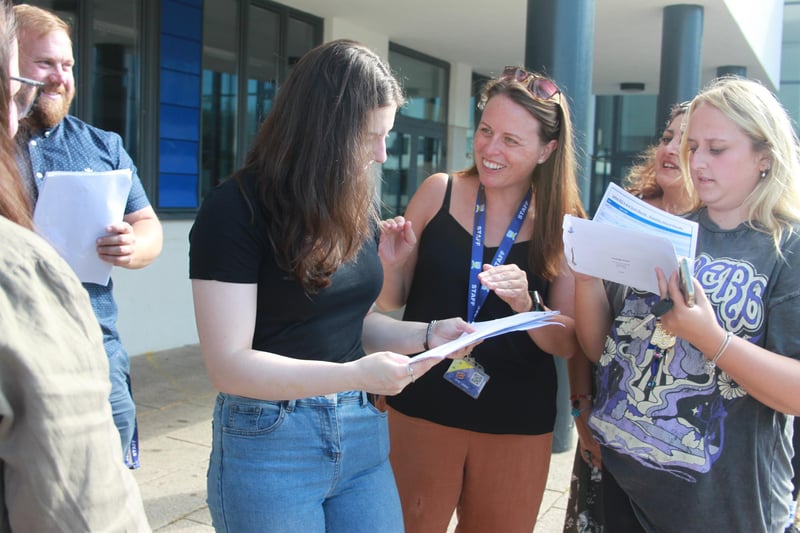 Thomas Bennett Community College students are all smiles as they open their A-level and BTEC results