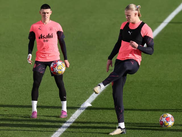 Manchester City stars Erling Haaland and Phil Foden were not spotted in training ahead of the trip to Brighton. (Photo by Alex Livesey/Getty Images)