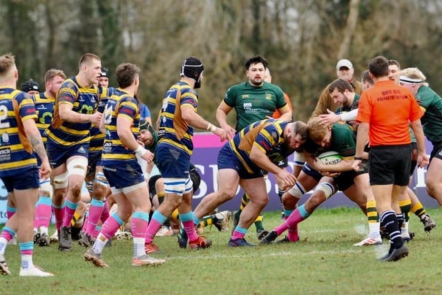 Action from Worthing Raiders' win over Bury St Edmunds at Roundstone Lane in National two east