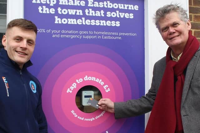 Stephen Lloyd (Chair of the Grants Panel) and Luke Johnson Tapping to Donate