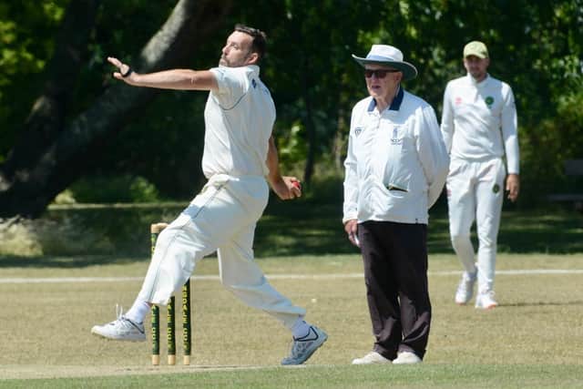 Jason Dows bowling for Chippingdale v Findon - he took two wickets in Chipps' victory |  Picture: Stephen Goodger