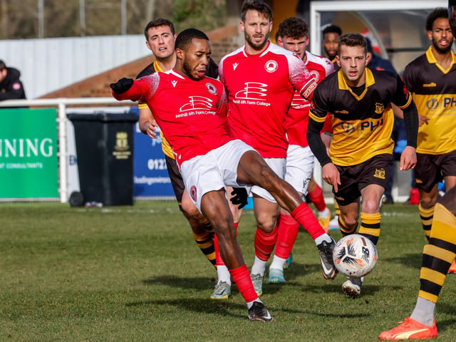 Action from Eastbourne Borough's 1-0 defeat at Cheshunt in National League South