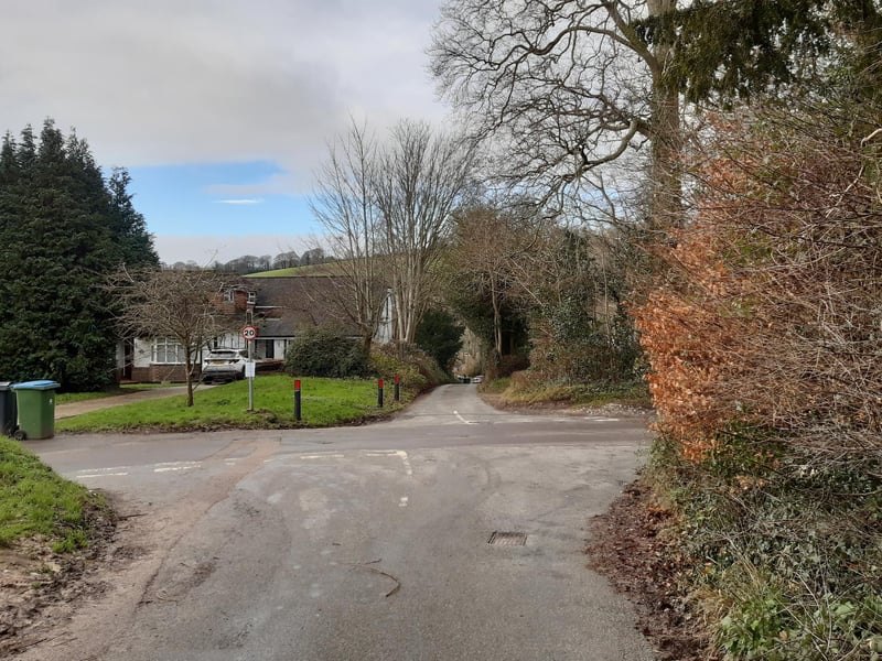 You will come to a crossroads where you continue straight on down Steep Lane.