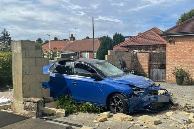A car ‘collided with the front garden wall’ of a house in Halsbury Road, Worthing.