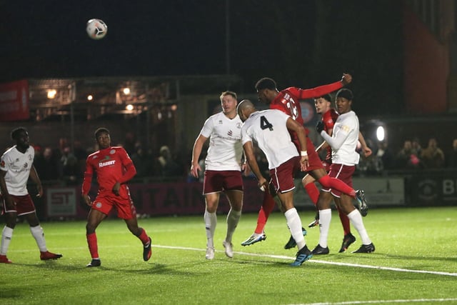 Action from Worthing FC's 3-1 home defeat to Chelmsford in the National League South at Woodside Road