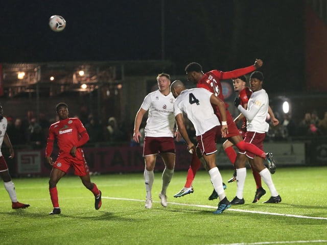 Action from Worthing FC's 3-1 home defeat to Chelmsford in the National League South at Woodside Road
