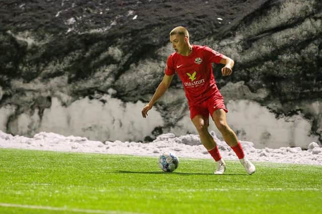 Well you don't get this at the Dripping Pan (very often) - the Rooks in action in snowy Norway | Picture: Lewes FC