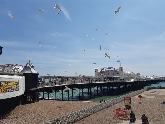 Brighton seafront is just a hive of activity! Eventually, a slope guides you up to the entrance to Brighton Palace Pier and here is where we end this penultimate section of the Brighton and Hove Way.