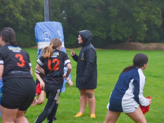 Girls at Burgess Hill RFC get a visit from Harlequins Women