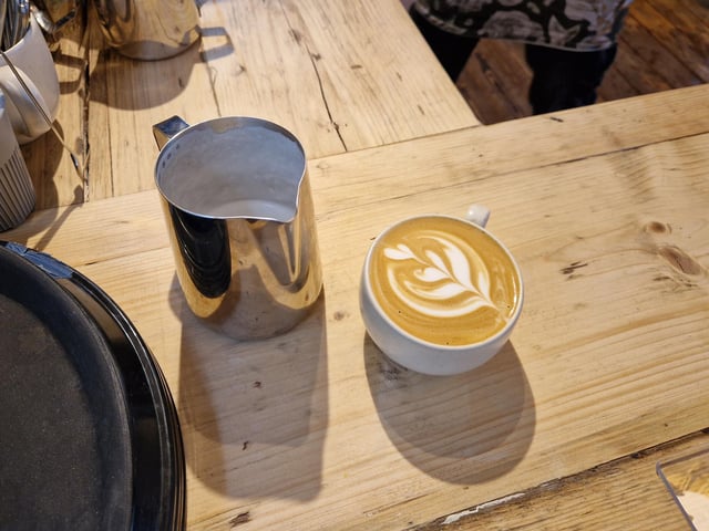 A flat white coffee in Gloriette, the new summerhouse café
