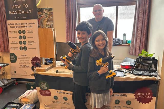 Kids had a chance to use power tools at March's Lindfield Repair Café