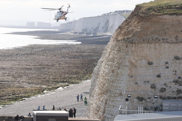 Coastguard Rescue Teams from Birling Gap, Shoreham and Newhaven were sent alongside the search and rescue helicopter from Lee-on-Solent and Sussex Police.
