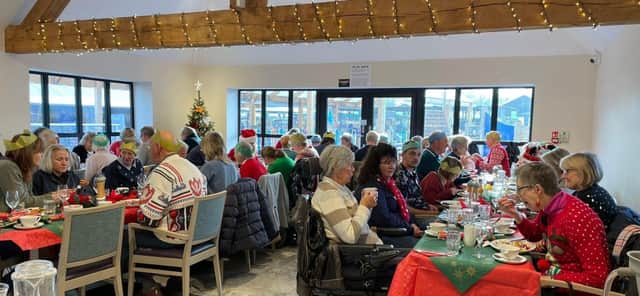 Volunteers from Happy Landings RDA enjoying their Christmas lunch at Old Barn Nurseries
