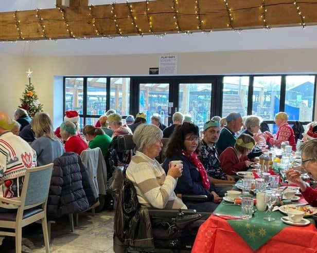 Volunteers from Happy Landings RDA enjoying their Christmas lunch at Old Barn Nurseries