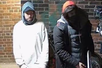 Police investigating the theft of three bikes in Brighton are looking to identify these two men in connection with the incident.