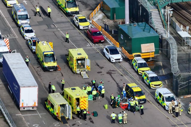 The incident at Newhaven Ferry Port on February 16, 2024. Picture: Eddie Mitchell/Dan Jessup