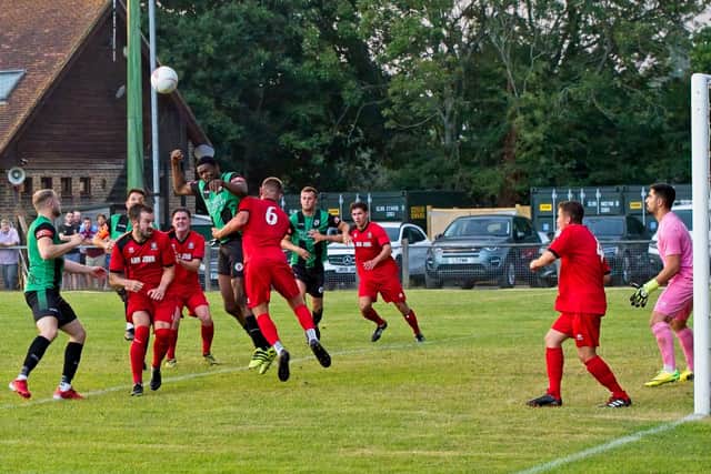 Hassocks in pre-season action v Burgess Hill | Picture: Chris Neal