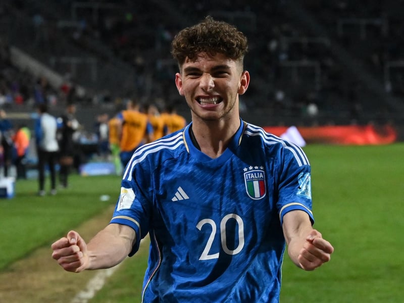 Simone Pafundi was included in the Italian squad that took part in the 2023 FIFA U-20 World Cup in Argentina, where the Azzurrini finished runners-up after losing to Uruguay in the final. The forward received his first call-up to the senior national team for two friendlies against Albania and Austria in November 2022. He eventually made his debut with the Azzurri on November 16, 2022, at 16 years old, playing the final minutes against Albania, and in the process becoming the the third-youngest debutant in the history of the Italy national team, and the youngest debutant ever in the last 100 years.
