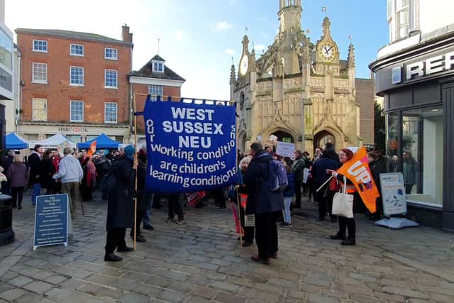 "No ifs, not buts, no education cuts" - Hundreds marched to Chichester's County Hall to demand increased pay for teachers