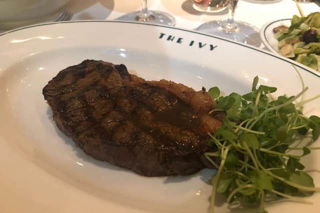 21 day Himalayan Salt Wall dry-aged sirloin steak at The Ivy in the Lanes