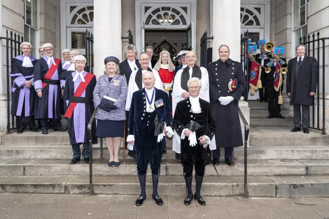 High Sheriff of West Sussex Andrew Bliss, left, and High Sheriff of East Sussex Richard Bickersteth at Lewes Crown Court for the historic Oath of Declaration ceremony. Picture: Andrew Mardell