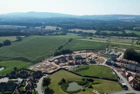 An aerial view of Bellway Homes' new development at Abingworth Fields, Thakeham