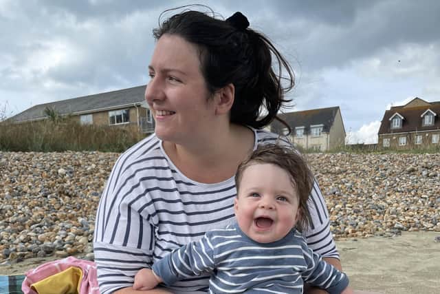 Isabel Clark, who regularly takes her six-month-old young son to the beach, said ‘it’s really sad’ that people are being ‘stopped from accessing the beach’,