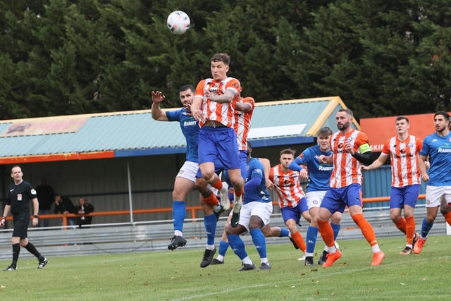 Action from Worthing's 2-1 loss in National League South at Braintree