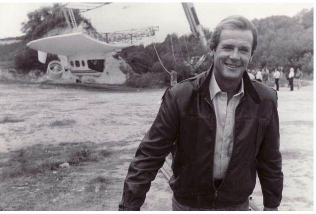 Roger Moore filming A View To A Kill at Amberley Museum