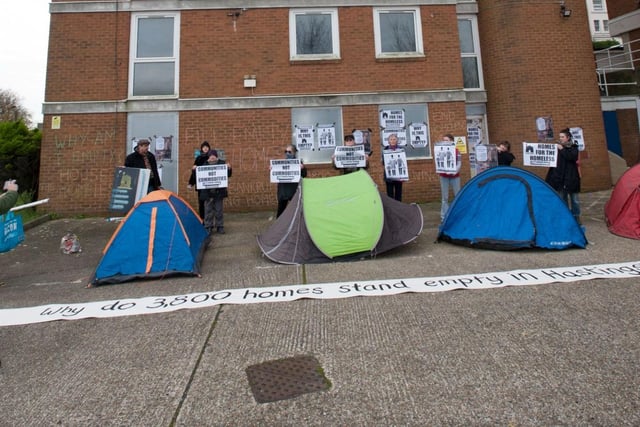 Housing Rebellion campaigners held a protest outside Clifton Court, Hastings