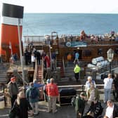 Passegers boarding the Waverley at Worthing Pier in September 2009