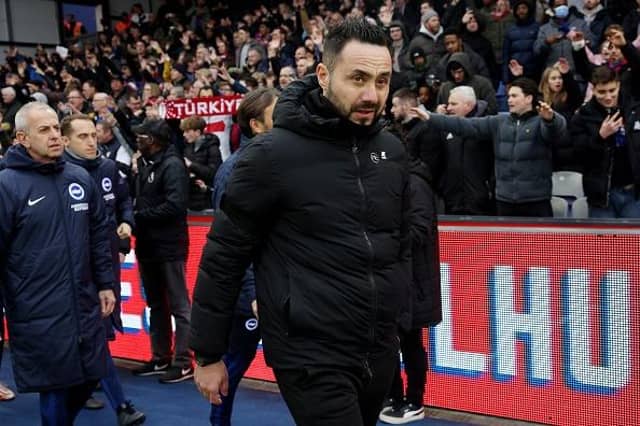 Roberto De Zerbi, Manager of Brighton & Hove Albion was on the receiving end of another VAR call at Crystal Palace