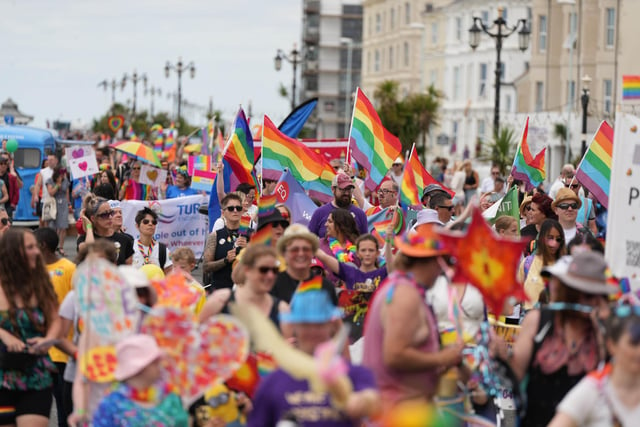 Crowds at Worthing Pride 2022 on Saturday, July 9