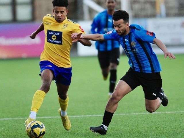 Action from Lancing's 3-1 win over Sevenoaks in the Isthmian south east division