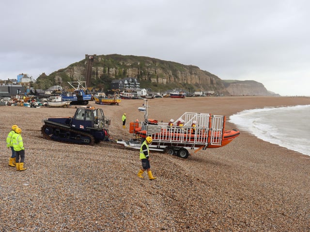 New faster Atlantic lifeboat is trialled at Hastings. Pics by Kevin Boorman