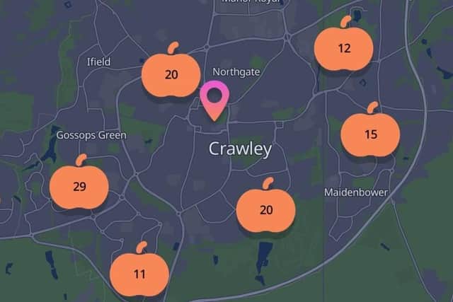 Trick or treat map, Crawley. Picture courtesy of trickortreatmap.com