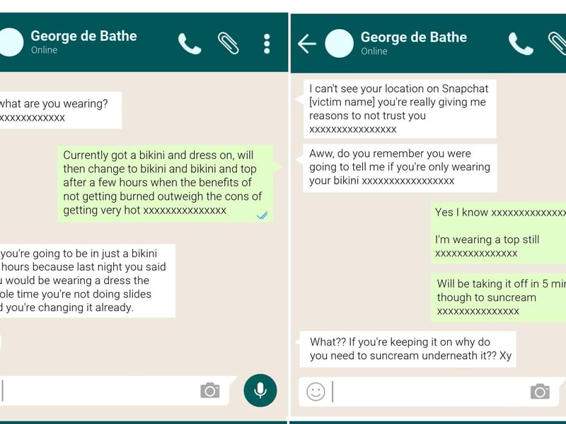 A Sussex Police Facebook post read: “These manipulative, controlling texts are the tip of the iceberg of George De Bathe’s abusive behaviour."