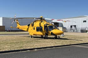 The air ambulance by The Crumbles in Eastbourne. Picture from Sussex News and Pictures