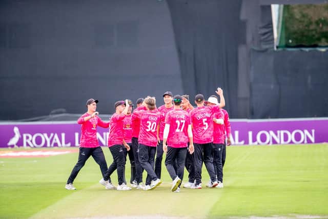 Celebrations for Sussex during the Lancashire innings - but the visitors ran out winners | Picture: Eva Gilbert Photography