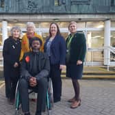 Zane Gbangbola’s father Kye (centre) pictured with Green Party Councillors Zoe Nicholson (Leader of LDC), Imogen Makepeace, Emily O’Brien and campaigner Liz Mansfield